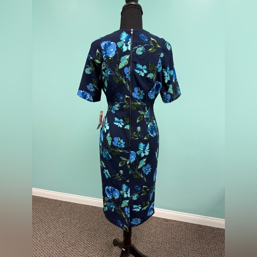 Maggy London floral print sheath dress in navy size 2 4 and 6. - Picture 3 of 5